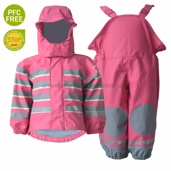 어린이 PU 턱받이 비 바지 어린이 PVC 방수 바지 단색